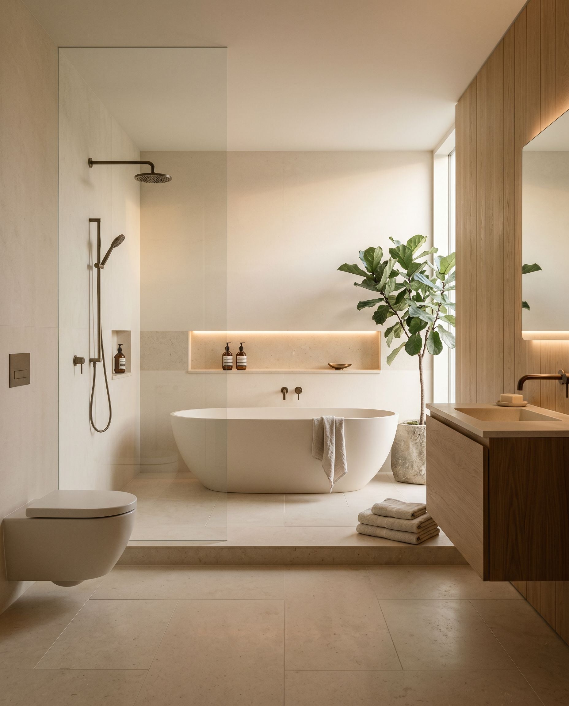 A treated residential bathroom floor — Maison Sera